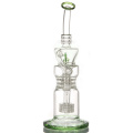 Triple trinquete Perc Klein Incycler Tubo de agua de fumar cigarrillos de vidrio (ES-GB-338)